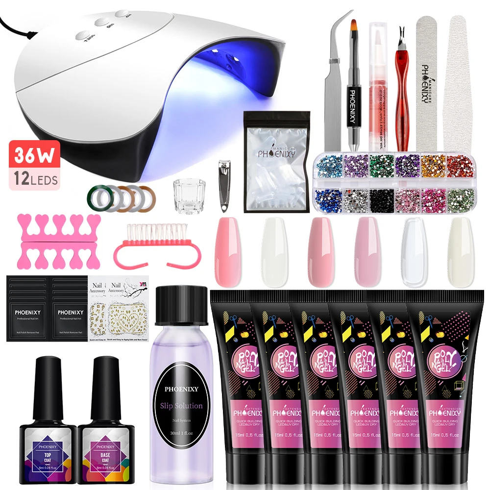 Phoenixy Professional Poly набор гелей для ногтей UV наборы гелевых с лампой все маникюра