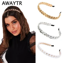 AWAYTR – bandeau métallique en matériau acrylique, bandeau coloré en série, lunette de tête en alliage pour femmes, accessoires pour cheveux, 14 couleurs