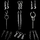 Серьги-кольца SOHOT унисекс с цифровой подвеской, Декор лист, месяц, жемчуг, круглые геометрические длинные кисточки, многослойная цепочка из металла в стиле панк для вечеринки, хороший подарок