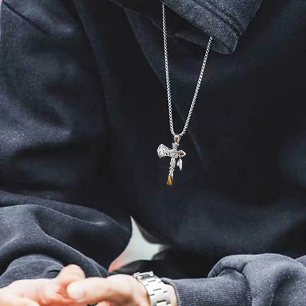 

Punk Cross Necklace Viking Eagle Wolf Ax Indians Alloy Pendant Necklace Women Men Hip Pop Street Style