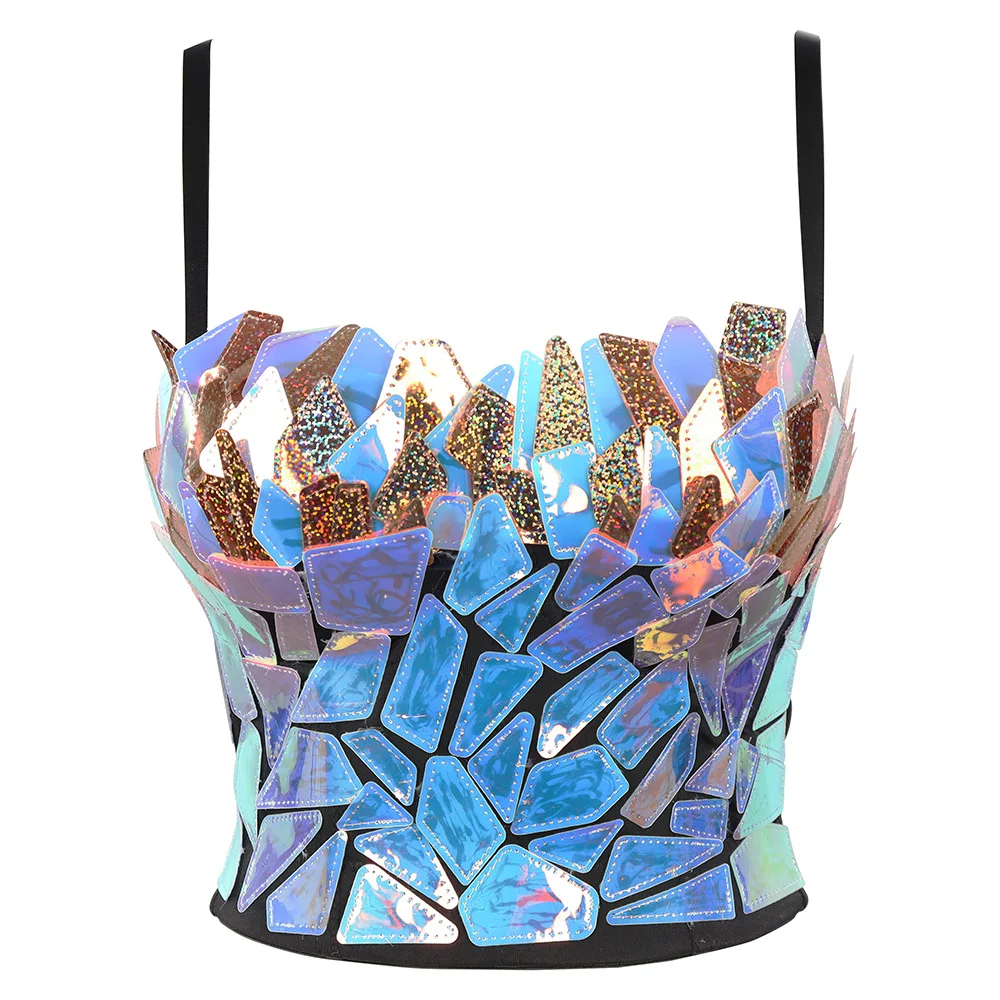 

New Bustier Pearls Diamond Push Up Night Club Bralette Plexiglass Nail Drill Women Bra Cropped Top Vest Plus Size Fishbone Sling