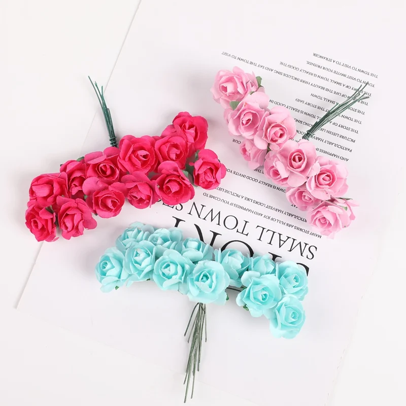 

12 pieces Artificial roses Wedding decoration Christmas decorations for home New Year Wreath Flower arrangement Headdress gifts