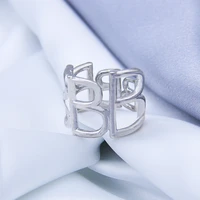 fashion creative letter b gold silver plated ring 2021 korean charm women metal opening finger ring trend lady party jewelry