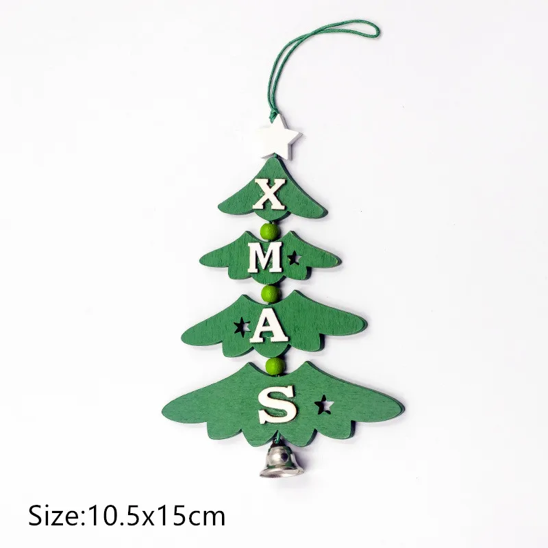 1pc-13-tree green С Рождеством Noel деревянная подвеска рождественские украшения для елки для дома Navidad Natal новогодние украшения - Цвет: 1pc-13-tree green