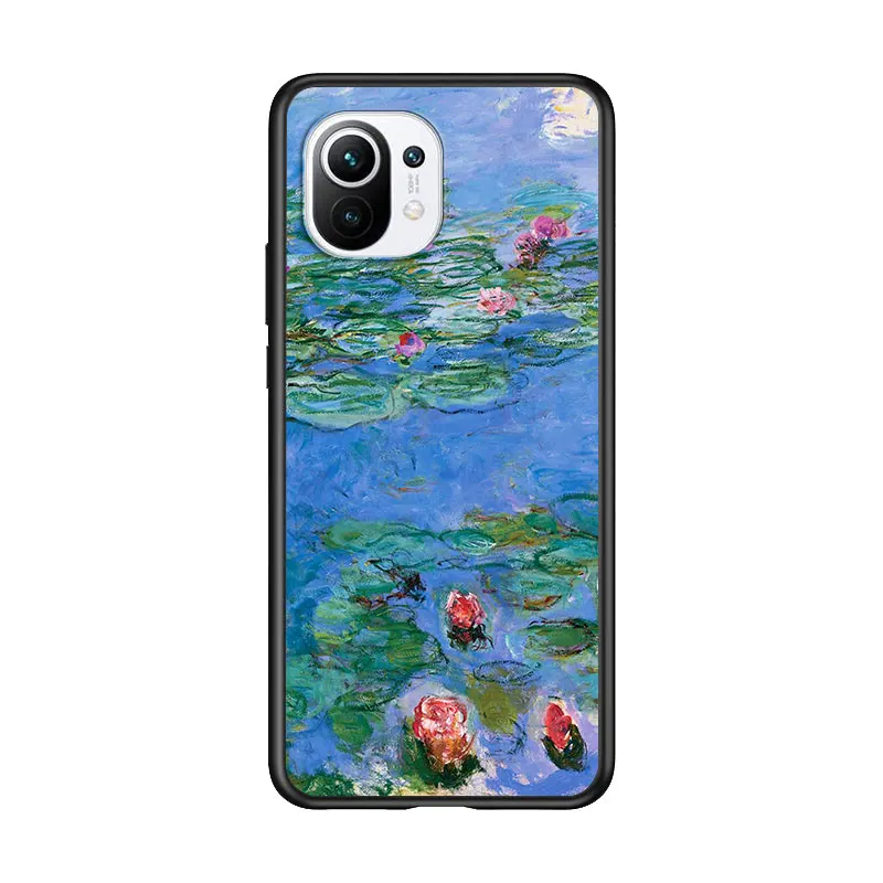 

Monet Garden Lotus Bridge for Xiaomi Mi 11 10T Note 10 Ultra 5G 9 9T SE 8 A3 A2 A1 6X Pro Play F1 Lite 5G Black Phone Case