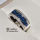 CC Роскошные ювелирные кольца для женщин серебро 925 Синие кубические циркониевые кольца Изящные бижутерия свадебный аксессуар Прямая поставка CC3184