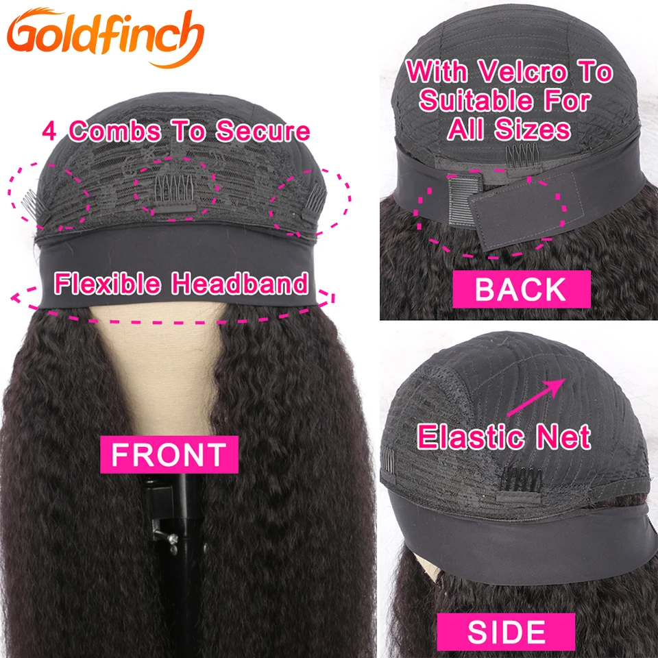 Щегол парик с головной повязкой человеческих волос кудрявый без клея не шьют в