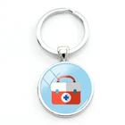 Медицинские принадлежности TAFREE, стеклянные брелоки с изображениями, набор первой помощи, шприц, термометр, брелок, практичная бижутерия для доктора