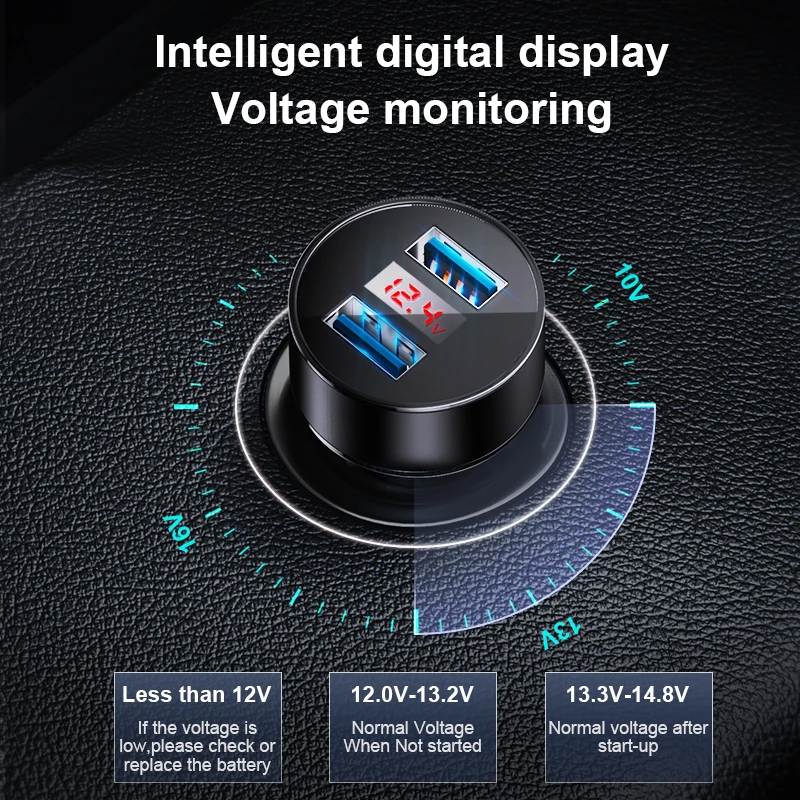 3.1A светодиодный дисплей двойной USB Автомобильное зарядное устройство