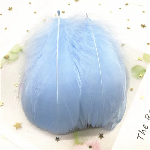 Light sky blue 100 шт 8-12 см Средний плавающий гусиное перо натуральный Красочный перо для свадебной вечеринки одежда украшения для самодельного изготовления перьев - Цвет: Light sky blue