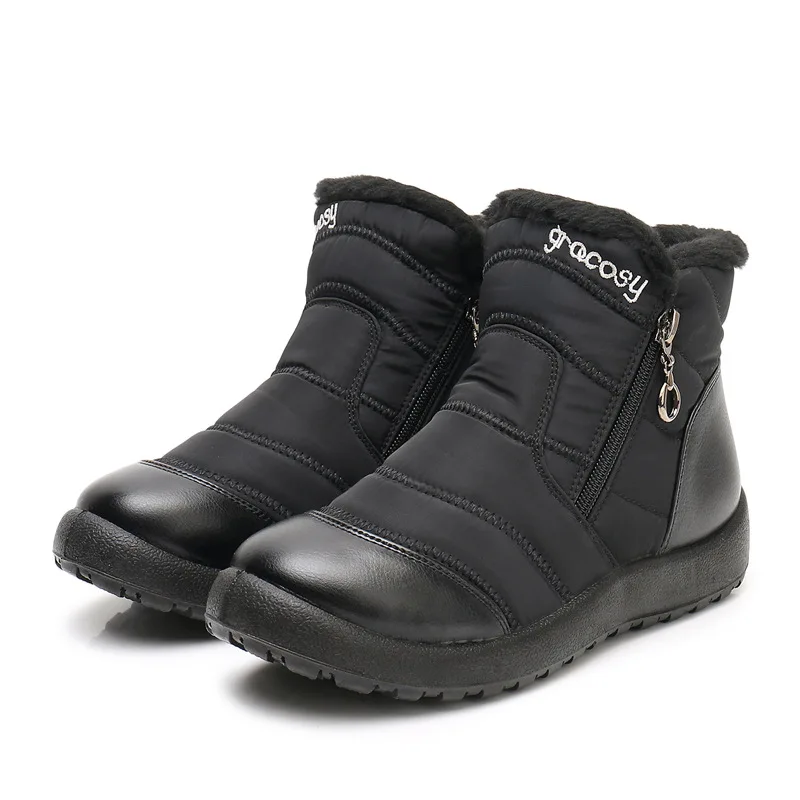 

Female mid calf boots winter velvet women shoes stretch waterproff winter snow boots ladies plush fur shoes