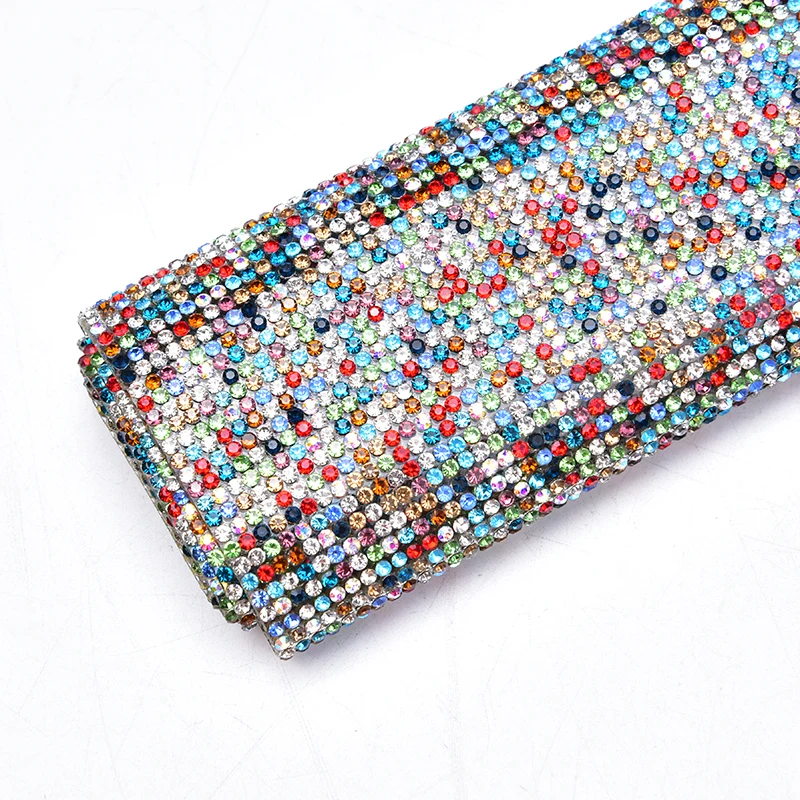 mutil mix color Заводские Стразы 24*40 см 2 мм SS6 с кристаллами и бусинами, дизайн с железной сеткой, стразы, рулон кристаллов, свадебные украшения - Цвет: mutil mix color