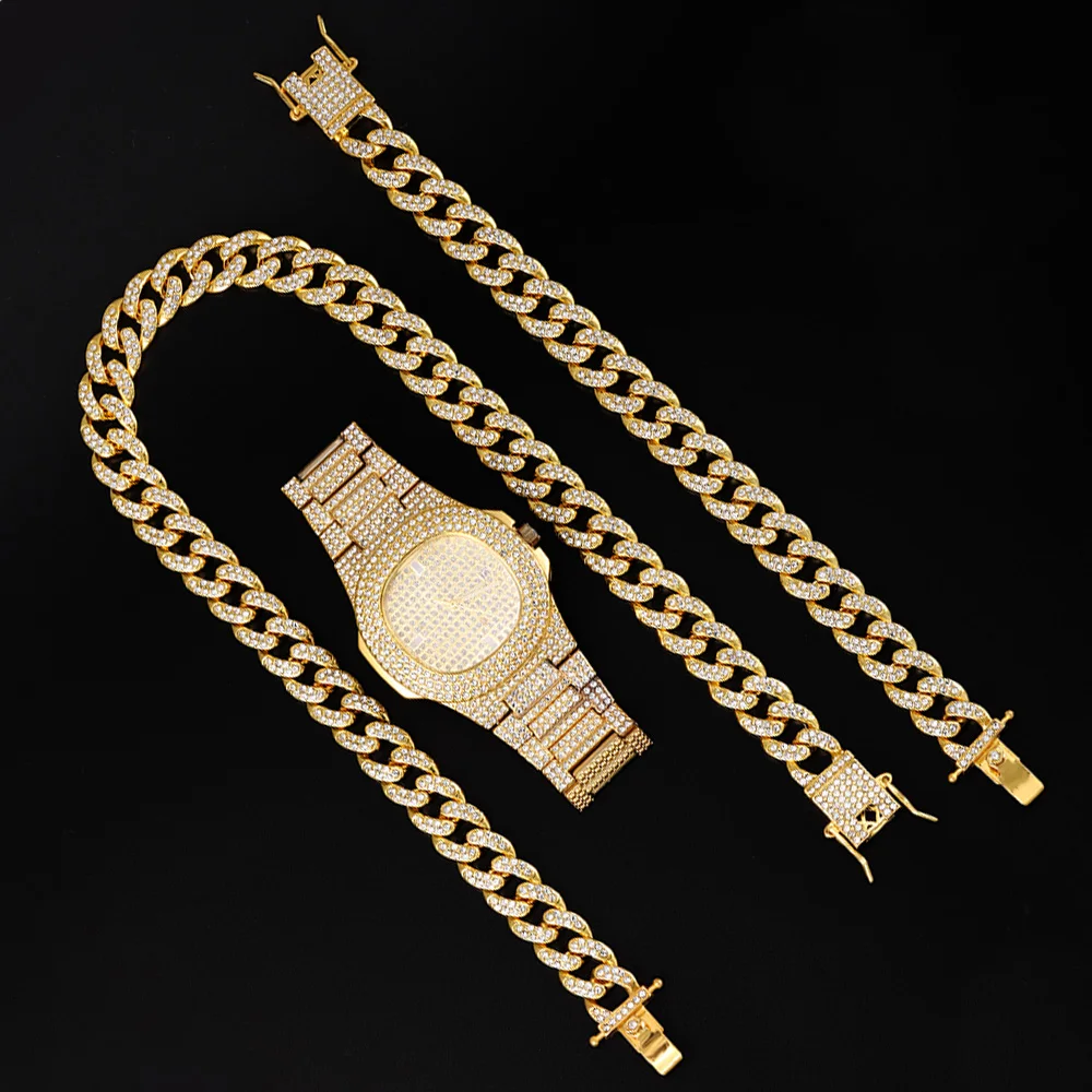 Мужской чокер из кубинской цепи сверкающее ожерелье в стиле хип-хоп 13 мм колье