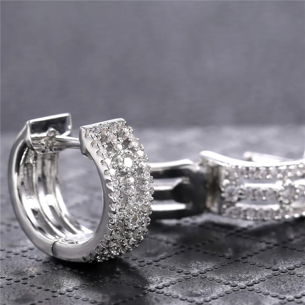 

CAOSHI Bling круглый кубического циркония с креплением микро-паве маленькие серьги-кольца для женщин Серебряный Цвет ювелирные изделия подарок ...