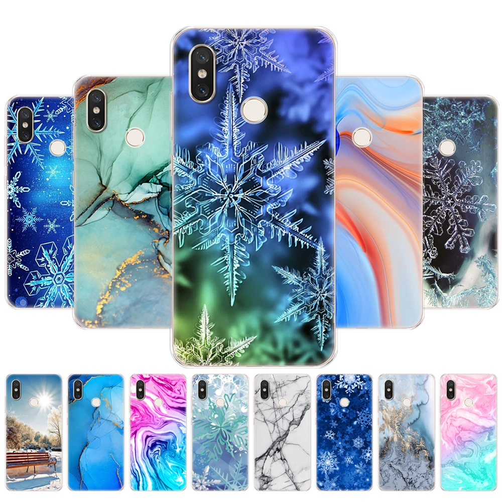 

For Xiaomi mi 8 6.21'' Case For Xiaomi mi 8 SE 5.88" Soft Silicon Cover For Xiaomi mi8 pro marble snow flake winter christmas