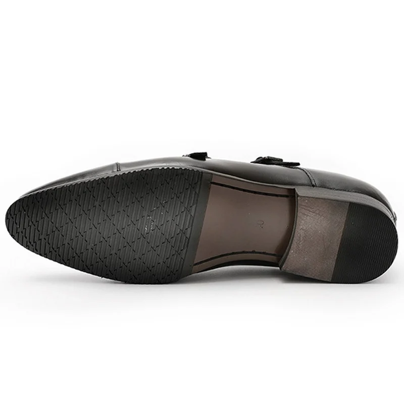 

Classic Genuine Leather Man Formal Dress Cap Toe Shoes Vintage Designer Pointed Toe Monk Straps Men's Formal Dress Flats HS173