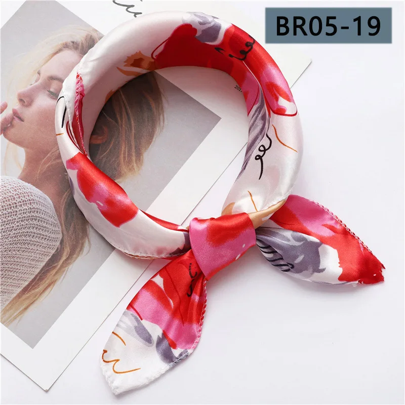 BR05-19 Женский квадратный шарф, 50*50 см, подходит ко всему, обертывания, элегантные, цветочные, в полоску, весна-лето, для женщин, обтягивающие, на голову, на шею, повязка на голову, шейный платок - Цвет: BR05-19