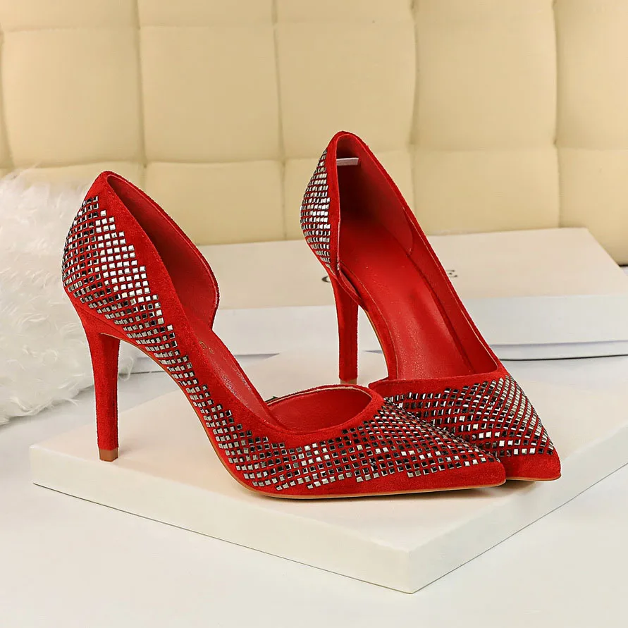 Женские блестящие офисные туфли-лодочки с блестками на высоком каблуке 9 5 см