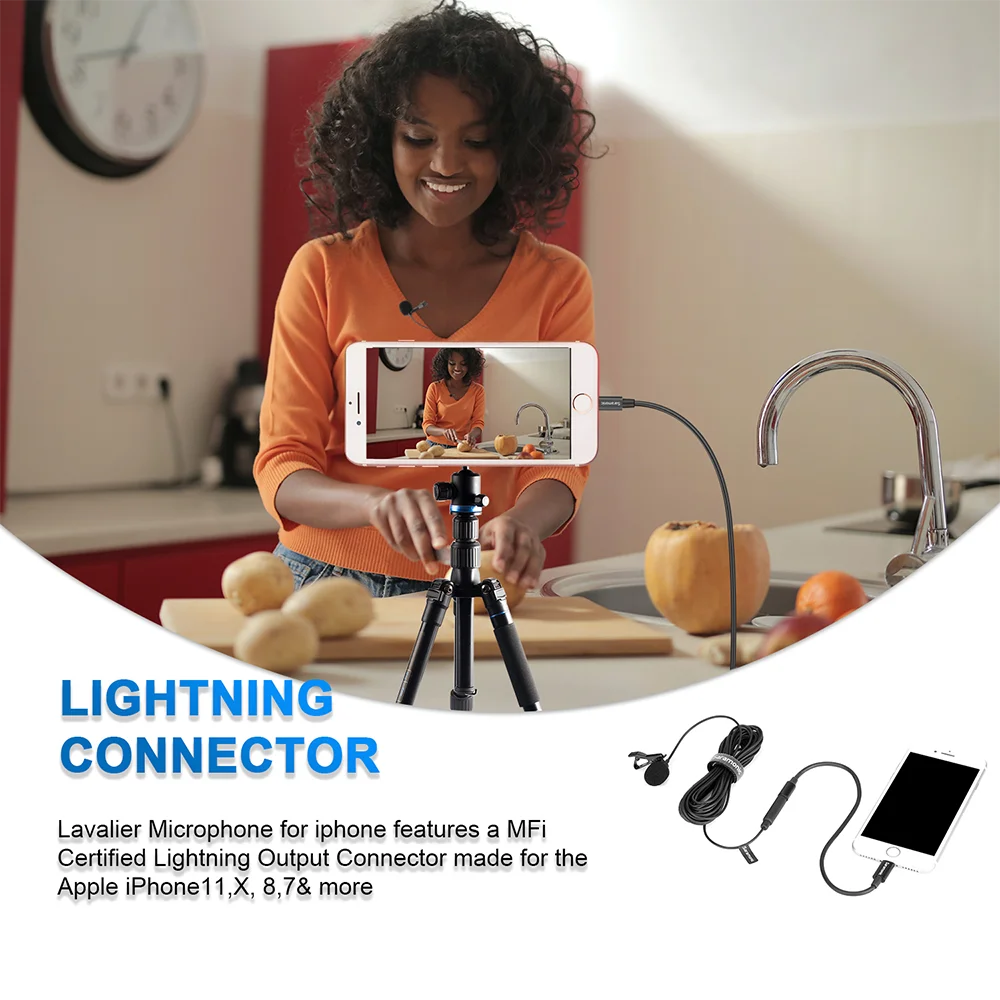 Универсальный лацканый микрофон saramonic LavMicro U1B с разъемом Lightning совместим