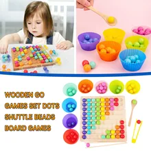 Rainbow Wooden Clip Go Game Set Dot Bead Board Game Toy Rainbow Clip Bead Montessori Educational Toys