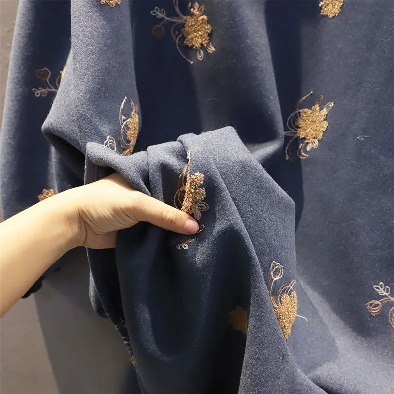 

XITAO Patchwork Embroidery Dress Women 2020 Winter Casual Fashion New Temperament All Match Stand Collar Women Clothes ZY2107