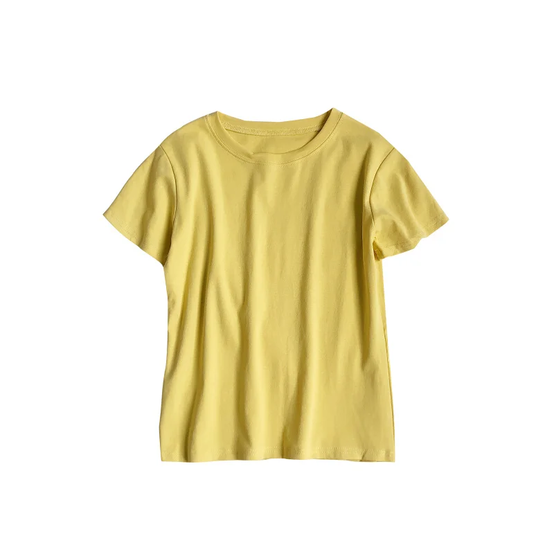 

2021 Summer New Simple and Versatile Candy Color Round Neck Short-sleeved Slim Slimming Short T-shirt Top Women