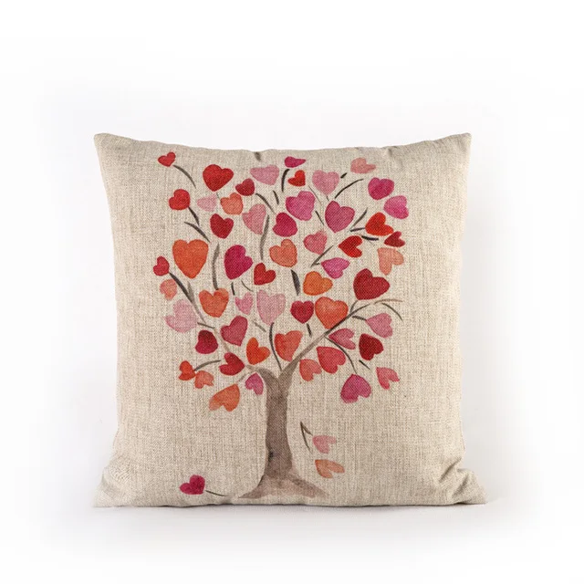 

thick linen real linen cushion cover pillow case with owl leaf 45*45cm