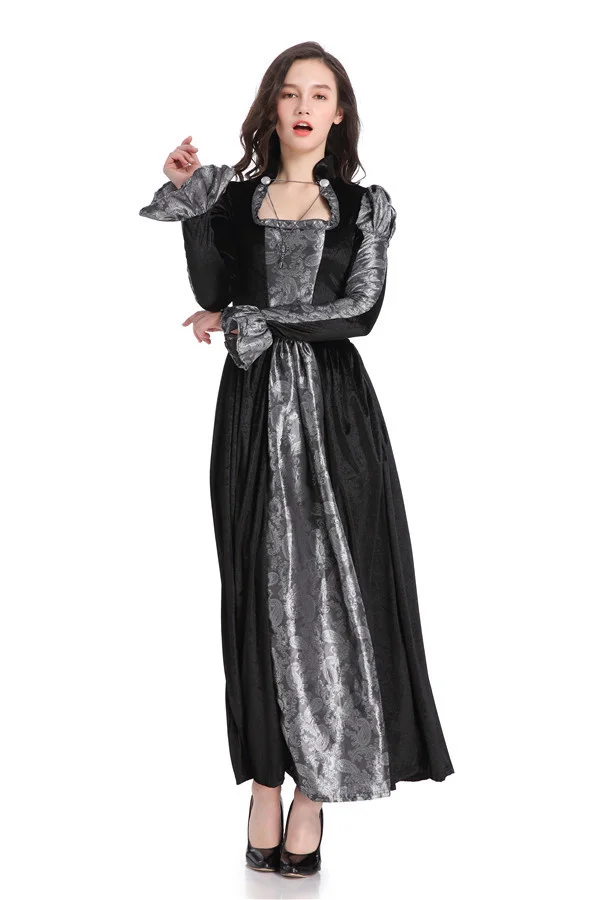 

Halloween costume adult queen style Long skirt ghost bride and vampire earl stage costume