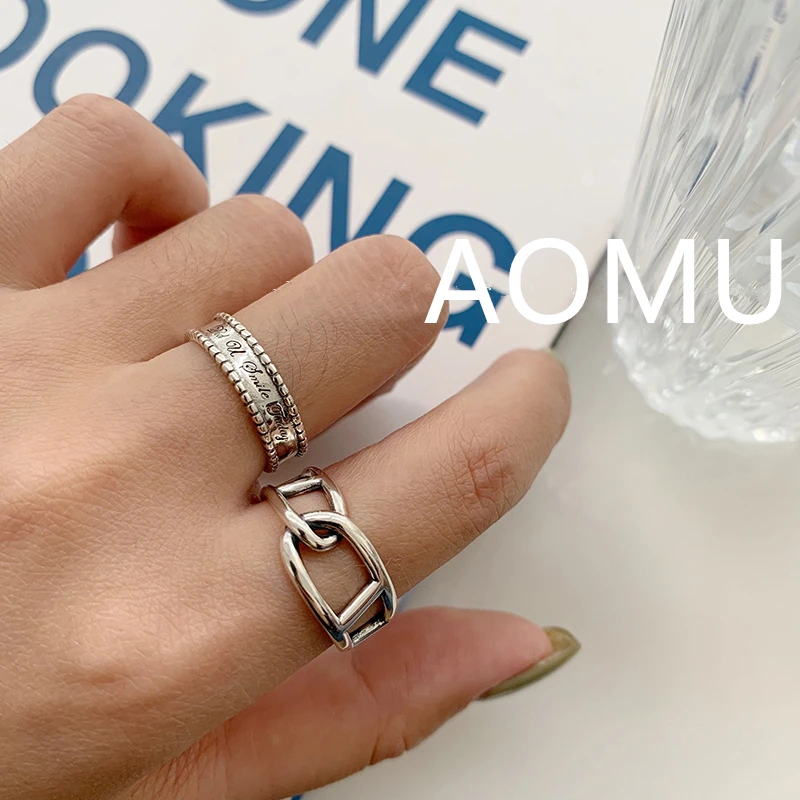 Женское многослойное кольцо AOMU регулируемое из металла S925 с геометрической