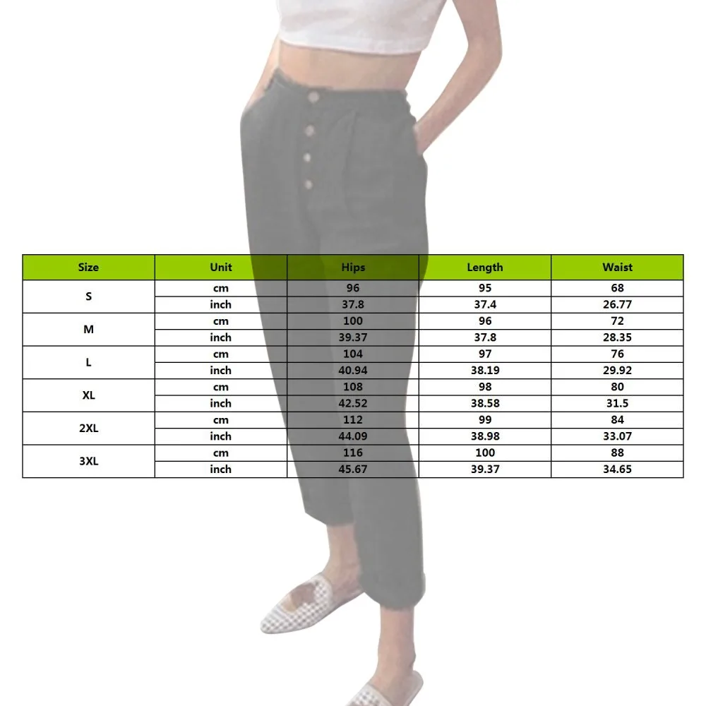 

Adisputent Solid Cotton Linen Women Pencil Pants 2020 Spring Casual Button High Waist Trousers Women Plus Size Long Pants 3XL
