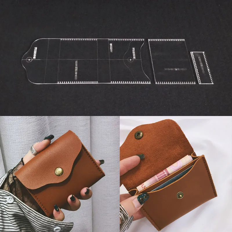 DIY Leather Design Template Acrylic Craft Pattern Tool Clear Stencil for Hand Wallet Bag Handbag Making Supplies | Дом и сад
