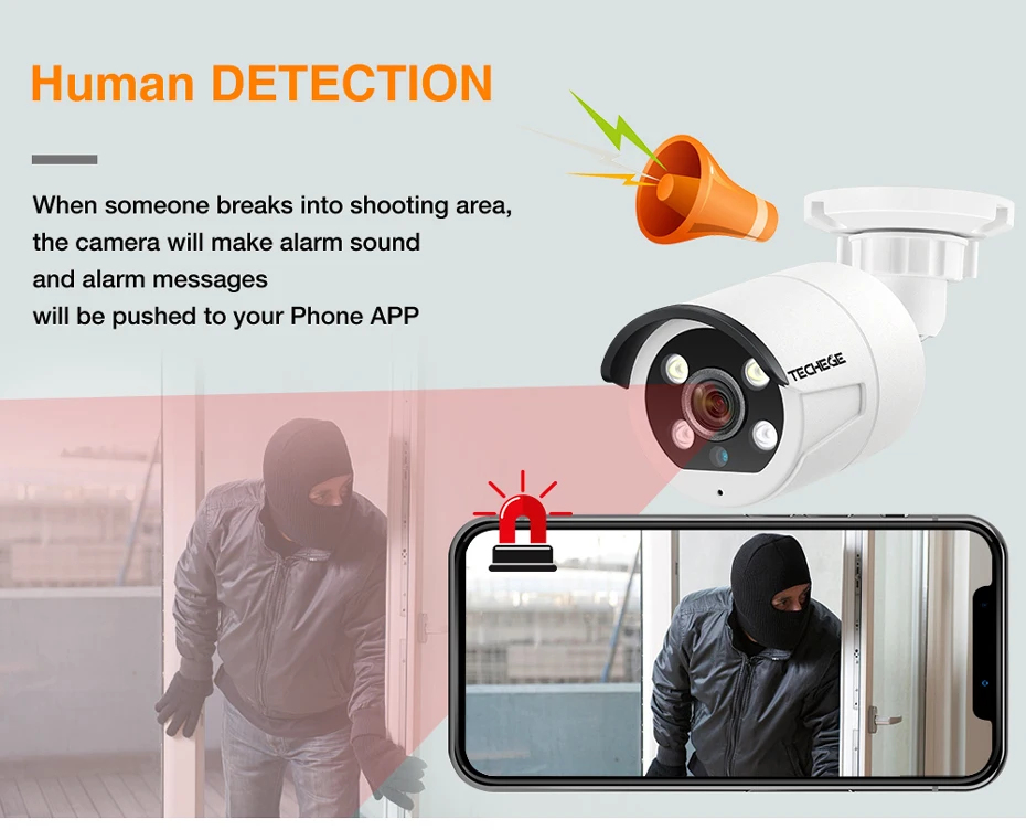 Techege HD 1080P 4CH видеокамера s система двухстороннее аудио 2MP Водонепроницаемая ip-камера гуманоидное Обнаружение 4CH 1080P POE NVR комплект видеонаблюдения