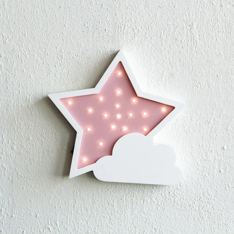 Star Pink Lanpulux 3D деревянная звезда луна лампа милый мультфильм светильники дети ребенок украшение для детской спальни ночные светильники настенные настольные изделия - Испускаемый цвет: Star Pink