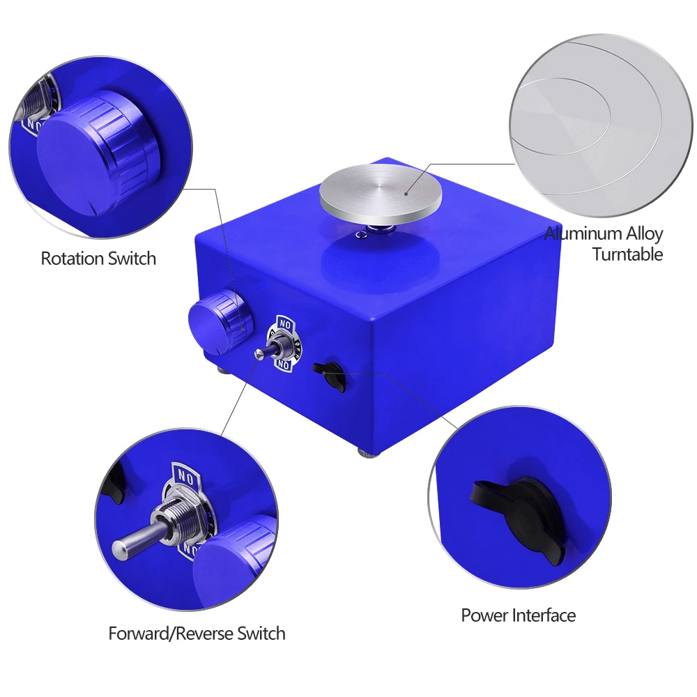 

Mini Pottery Wheel, 6.5cm 10cm Turntable Electric Pottery Machine DIY Clay Tool With Tray For Work Ceramics Clay Art Craft