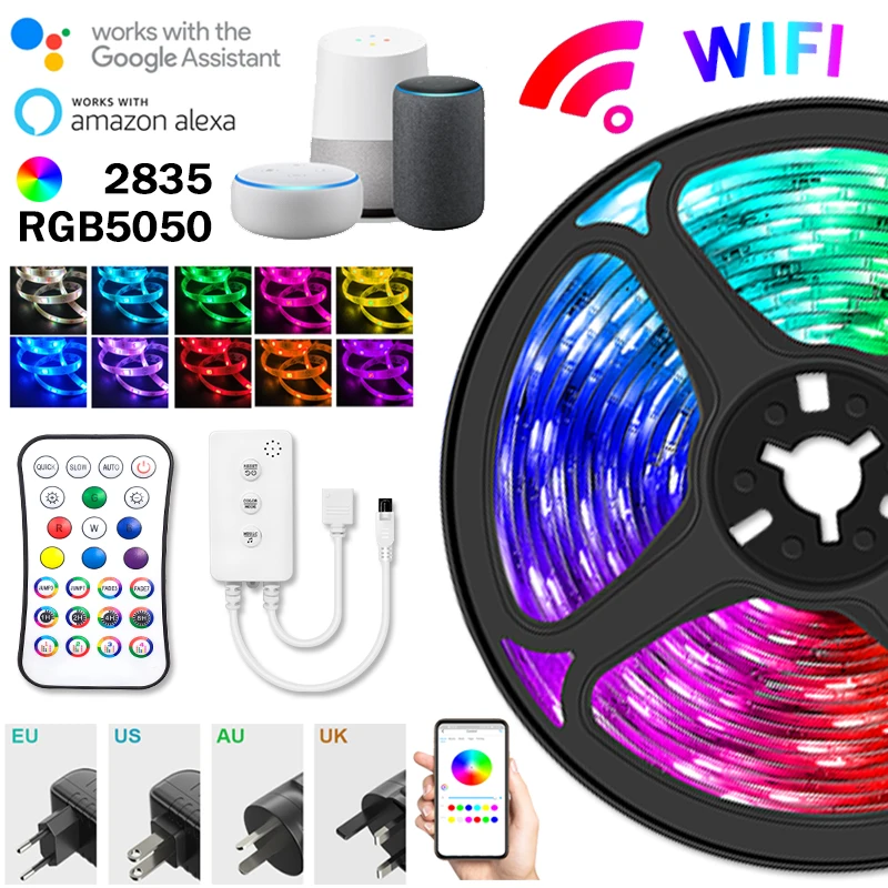 

Wifi Led Strip Light 5050 2835 Rgb Background Tape Lamp 12V Waterproof Colorful Neon Diode Ribbon Decoration For Room luces Led
