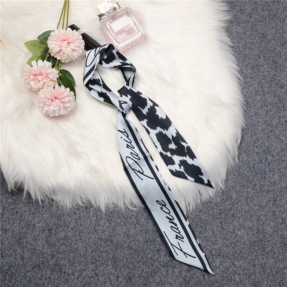 2023 Шелковый шарф "Леопард" для женщин с узким брендовым дизайном, сумочным шарфом-повязкой, летним шарфом-банданой и ободком на запястье.