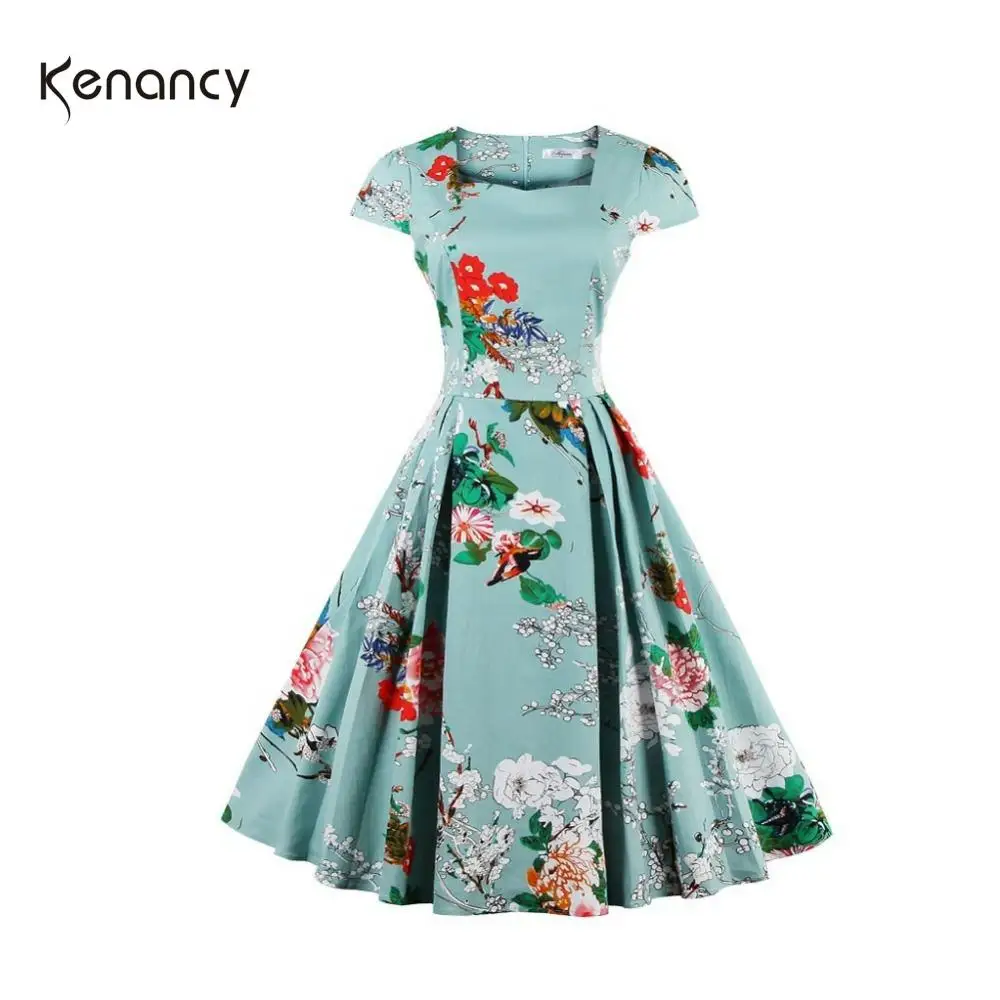 Женское винтажное платье Kenancy Rockabilly в стиле ретро с квадратным вырезом и