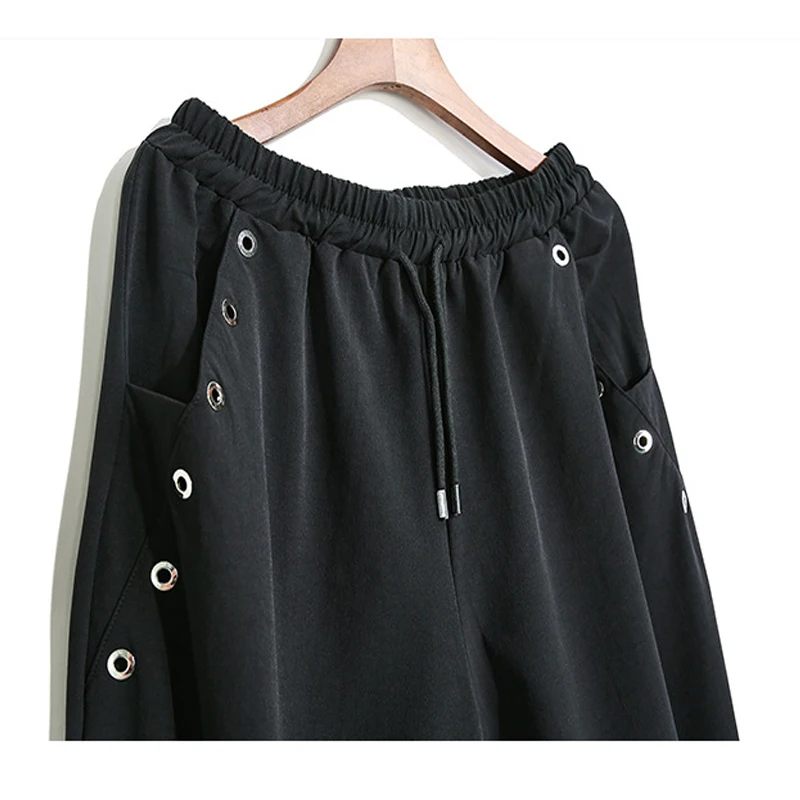 Женские Модные шаровары с заклепками хип-хоп танцевальные тренировочные брюки