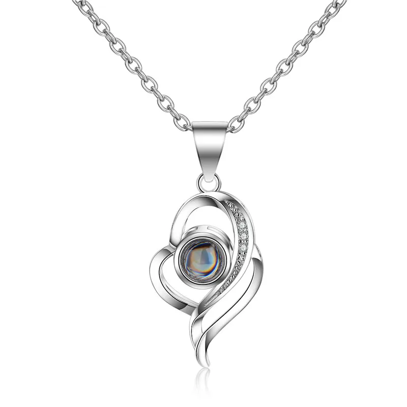 

Vintage Lady Silver Plated Necklace For Women Jewelry Charm Zircon Heart Pendant Necklace Female Choker Accessories Lady