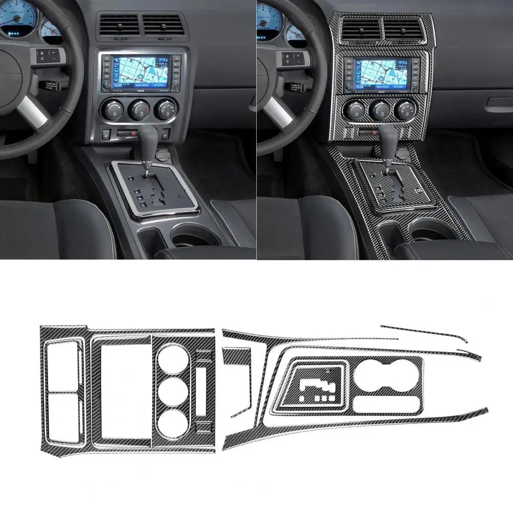 

14Pcs/Set Car Carbon Fiber Gear Shift Panel Stickers for Dodge Challenger 08-14 Left Drive