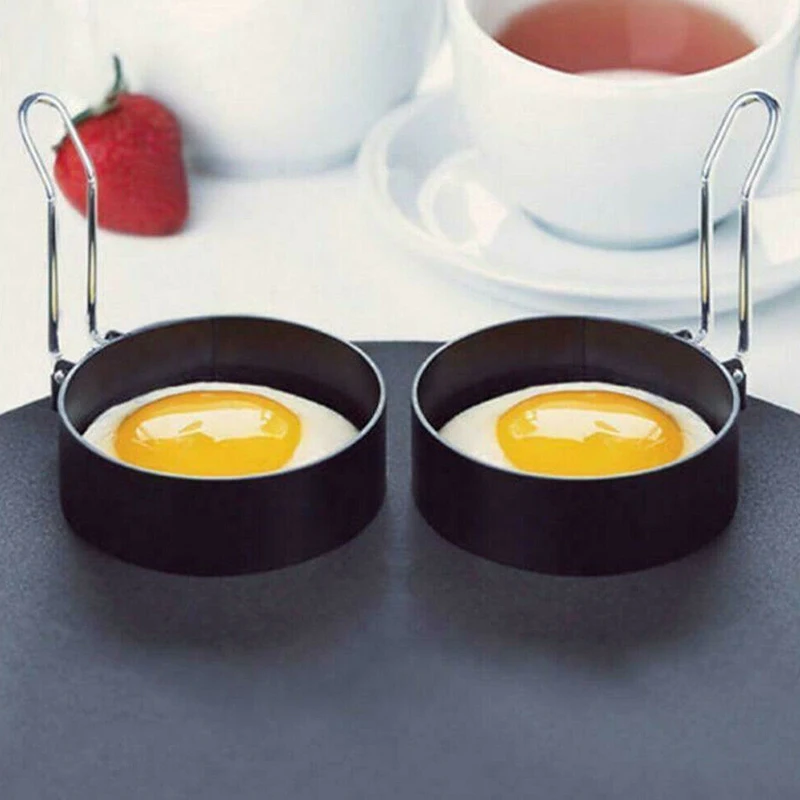 

Omelet Mold Non Stick Handle Metal Egg Frying Rings Stainless Steel Omelette Model Pancake Rings Circle Round Fried/Poach Mould