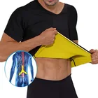 Мужская термальная корректирующая рубашка для похудения, утягивающая Спортивная компрессионная рубашка, неопреновый тренажер для талии, утягивающий корректирующий фигуру жилет, футболка