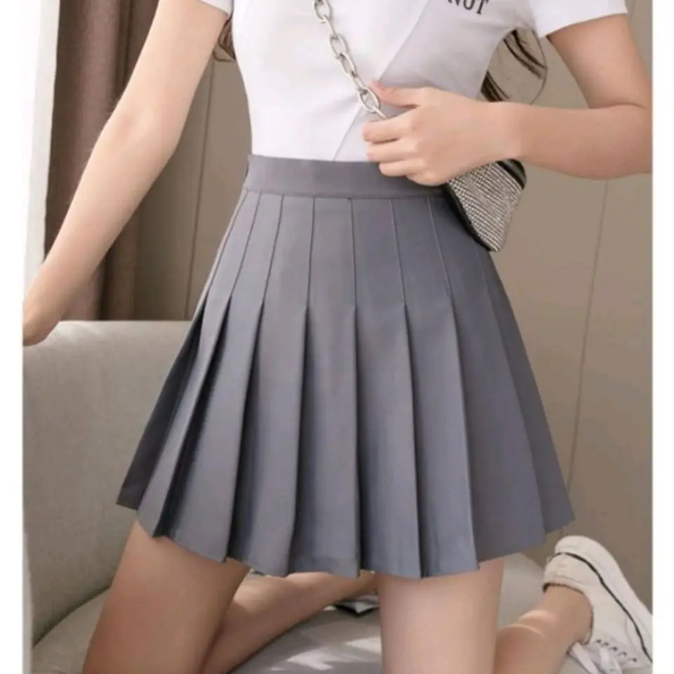 

New pleated skirt high waist slim A-line skirt academy style skirt super Xianxian slim versatile short skirt