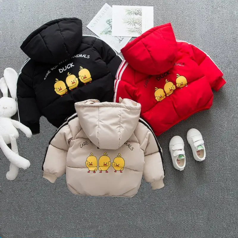 

Autumn Winter Cute Baby Duck Print Boys Girls Fashion Jacket Coats Kids Cotton-padded Lightwieght Down Jackets Children Snowsuit