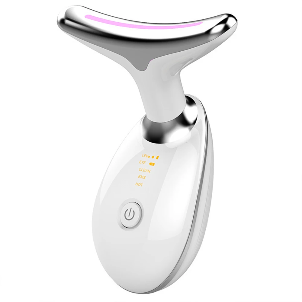 

3 Colors Facial Neck MassagerPositive and Negative Ions Photon Therapy Heating EMS Micro CurrentWrinkle Removal