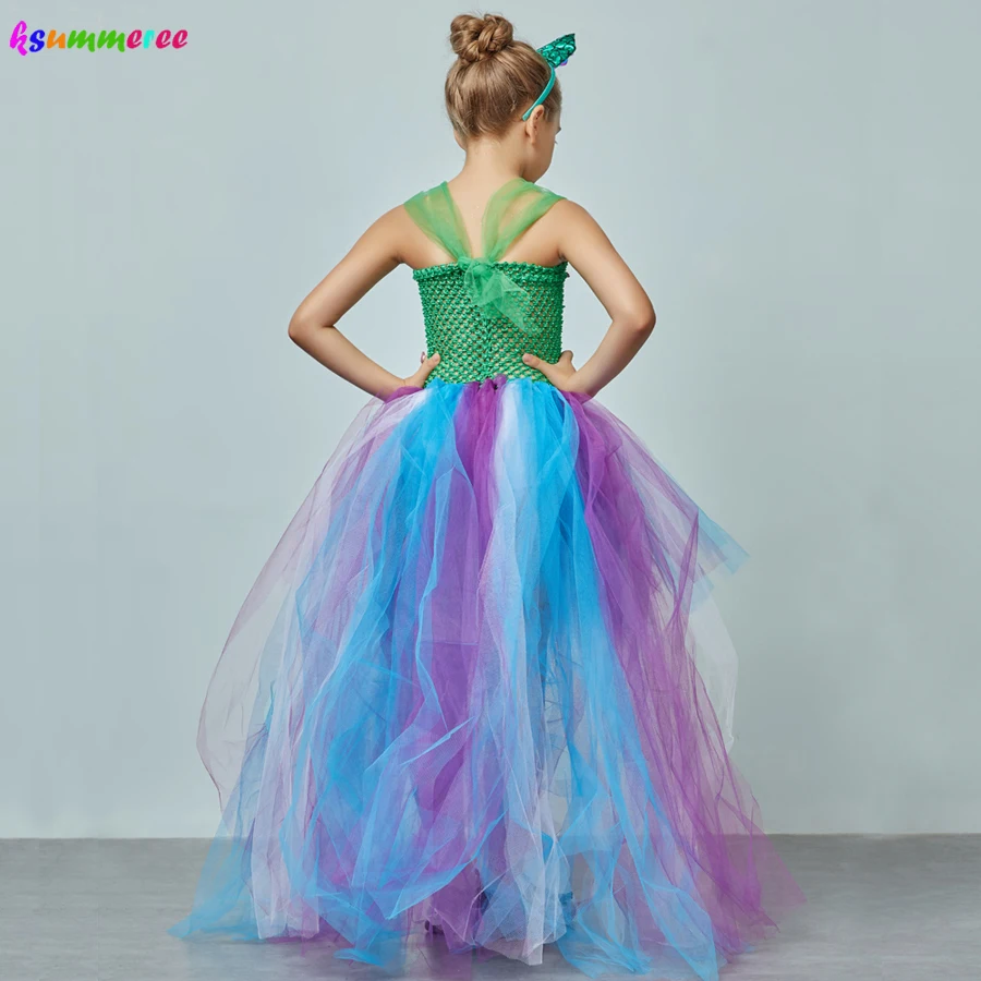 Русалки для девочек костюм платье-пачка сирена платье с русалочкой Trail под брошь