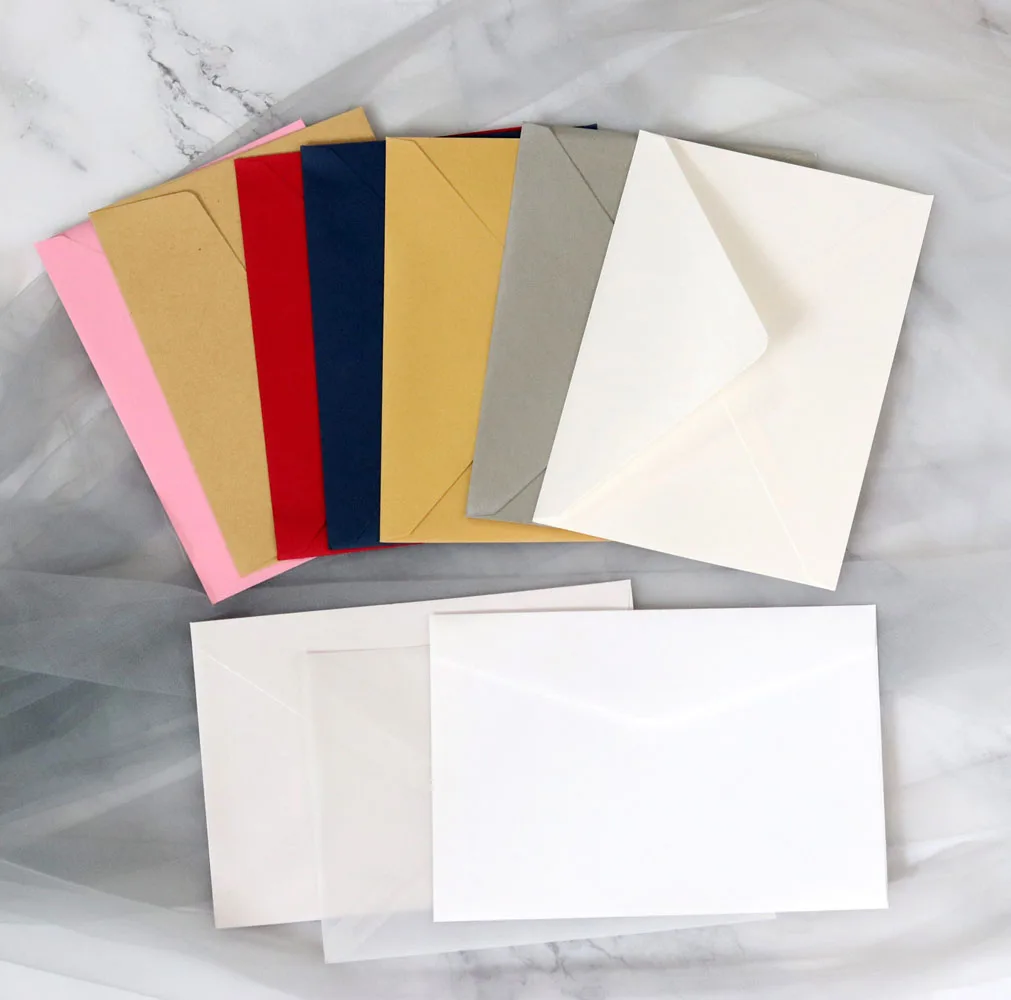 

50pcs Rectangle Envelopes For Invitation Greeting Cards Red Blue Pink 19.3x13.3cm(7.5"x5.2")