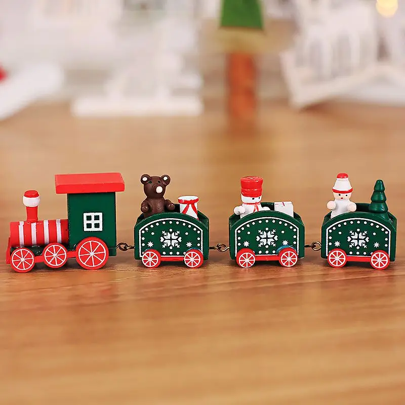 Christmas Gifts Wooden Train Cute Wood Mini Ornaments Exquisite Party Kindergarten Decoration Kids Gift Toy | Дом и сад