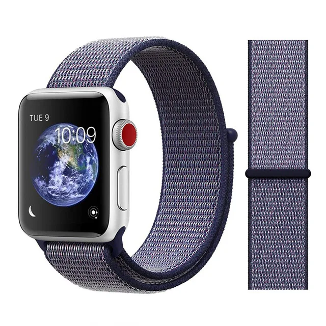 Für Apple часы Uhr группа серии 3/2/1 38 мм 42 мм нейлон Weiche Atmungsaktive нейлон für наручных часов iWatch, ersatz Спорт Шлайфе series4 40 мм 44 м - Цвет ремешка: Color1 midnight blue