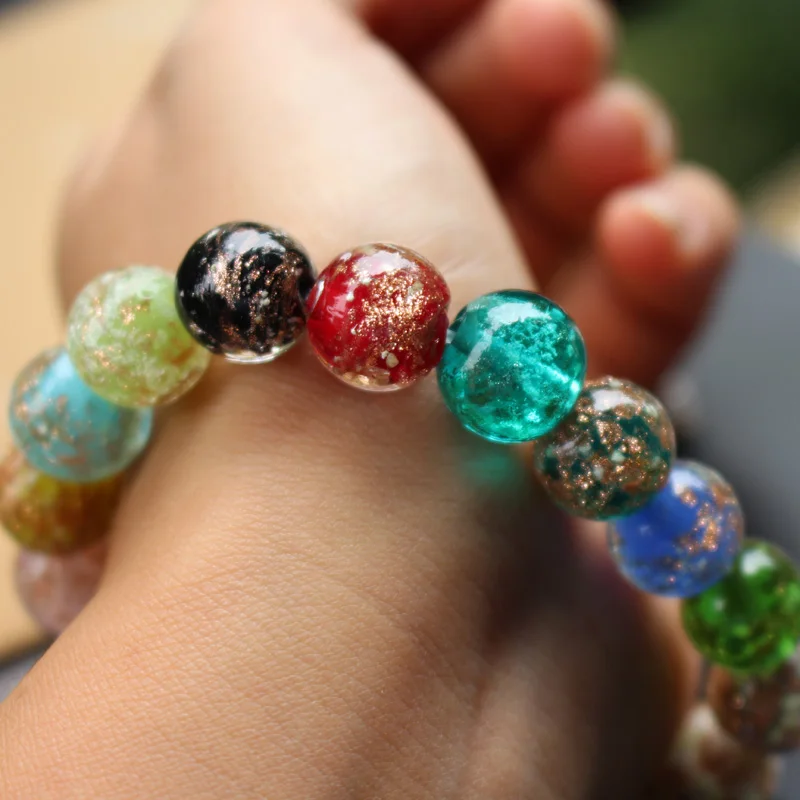 10 шт./лот 12 мм лэмпворк стеклянные светящиеся бусины со сверкающим песком